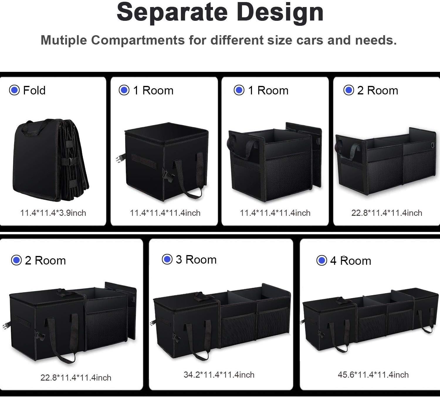 Black Collapsible Car Trunk Organizer with Insulation Cooler Bag O70786
