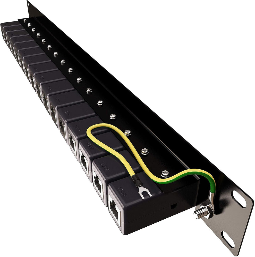 16 Port PoE+ Gigabit Ethernet Surge Protector 1U RackMount P153