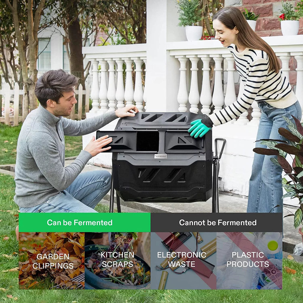 Black 43 Gallon Dual Rotating Compost Bin T70392