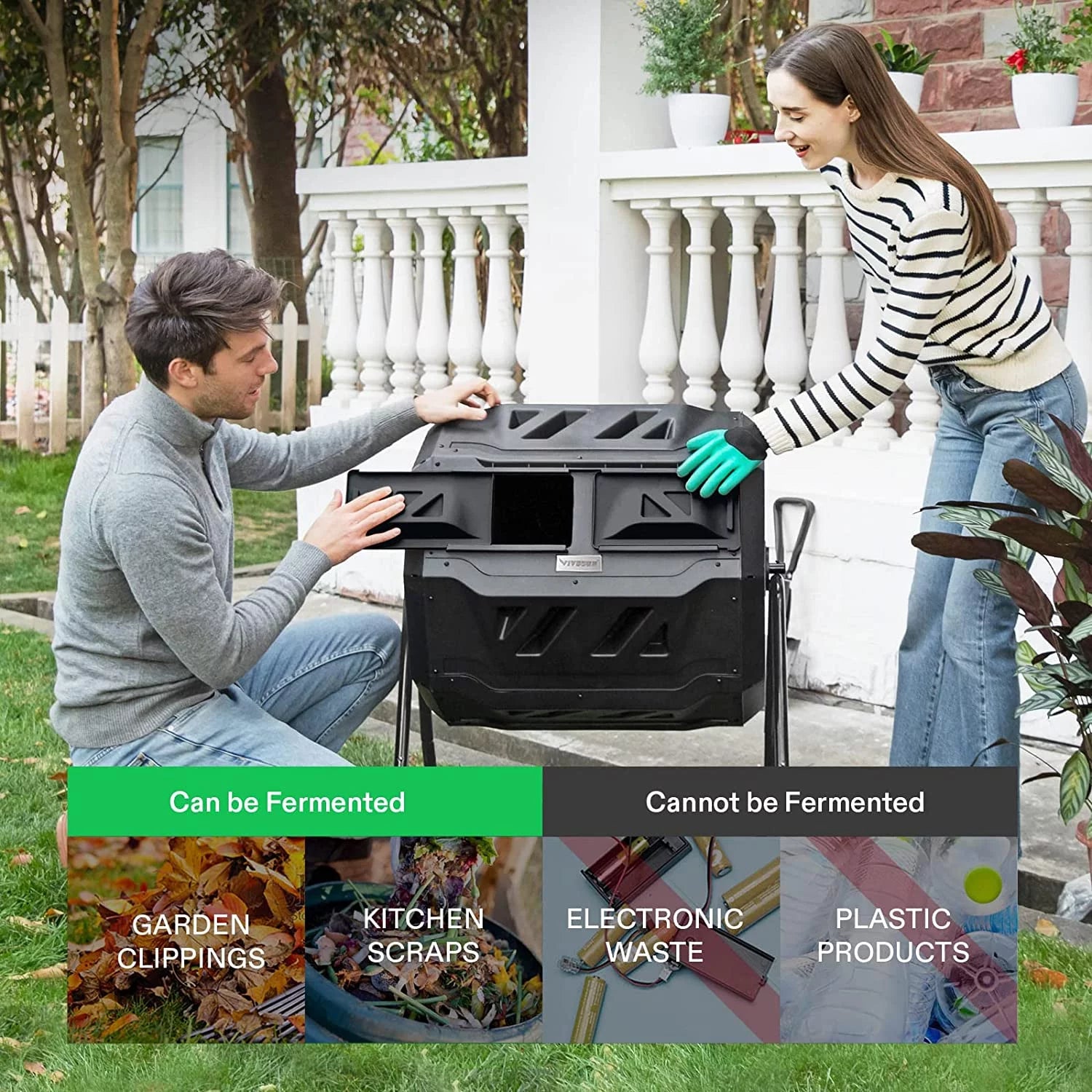 Black 43 Gallon Dual Rotating Compost Bin T70392