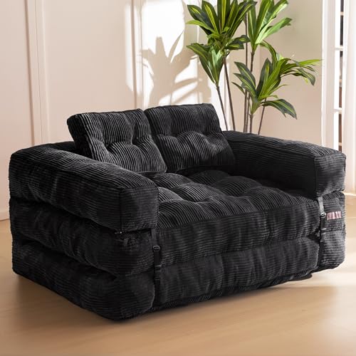 Dark Grey Folding Sofa Bed with Pillow I6136