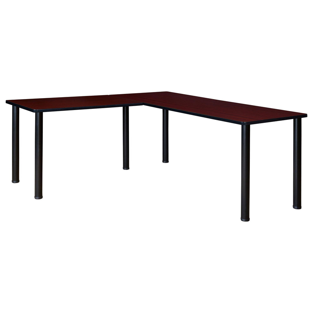 Mahogany/Black L-Desk with Return G733