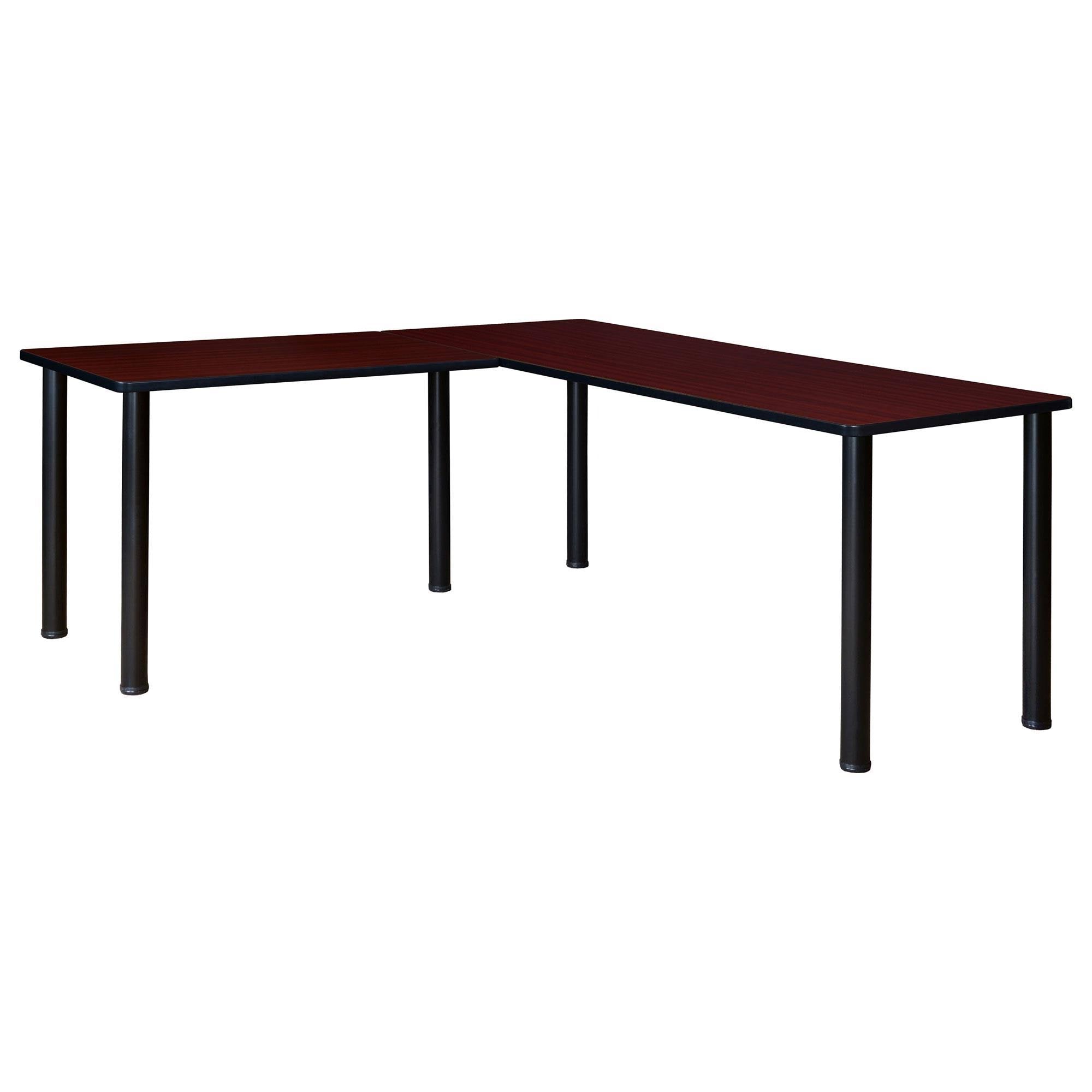 Mahogany/Black L-Desk with Return G733