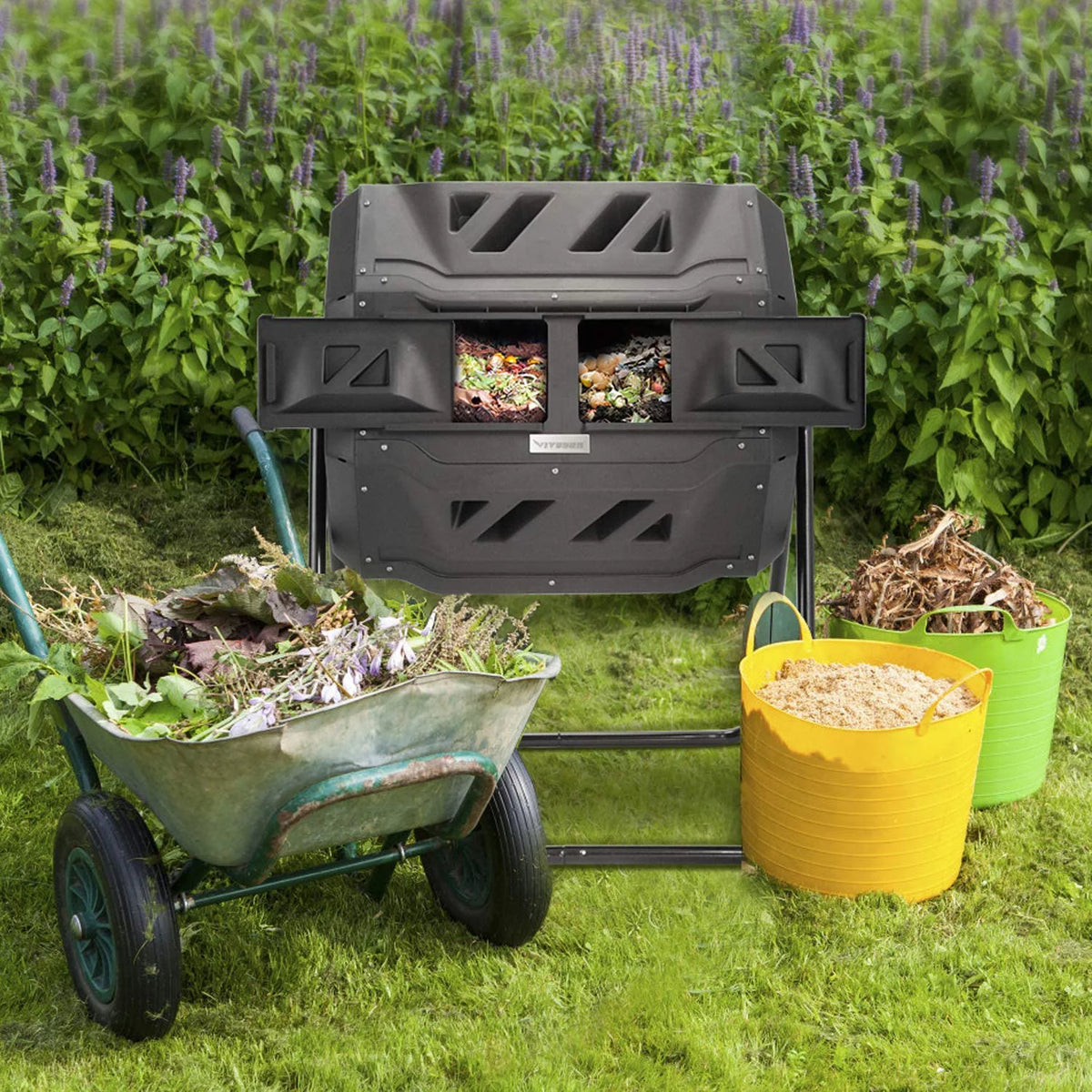 Black 43 Gallon Dual Rotating Compost Bin T70392