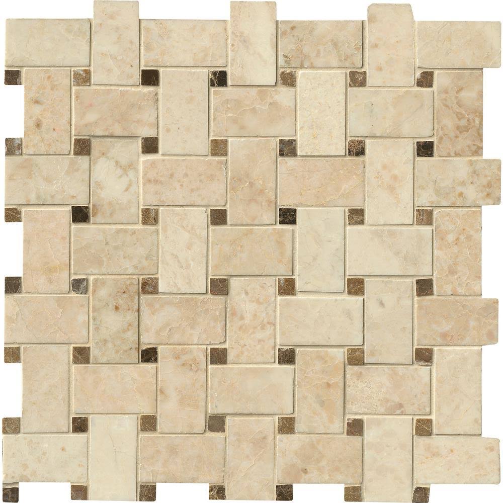 Polished Marble Mesh-Mounted Mosaic Tile J302
