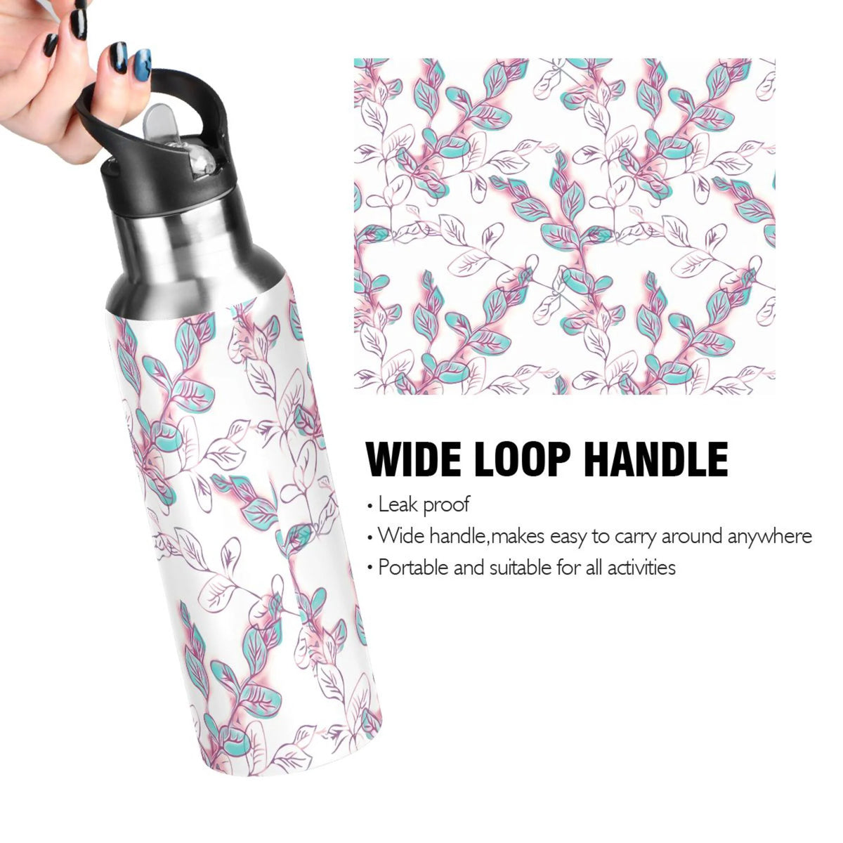 Stainless Steel Insulated Thermos Vacuum Flask Water Bottle with Straw Lid P313278