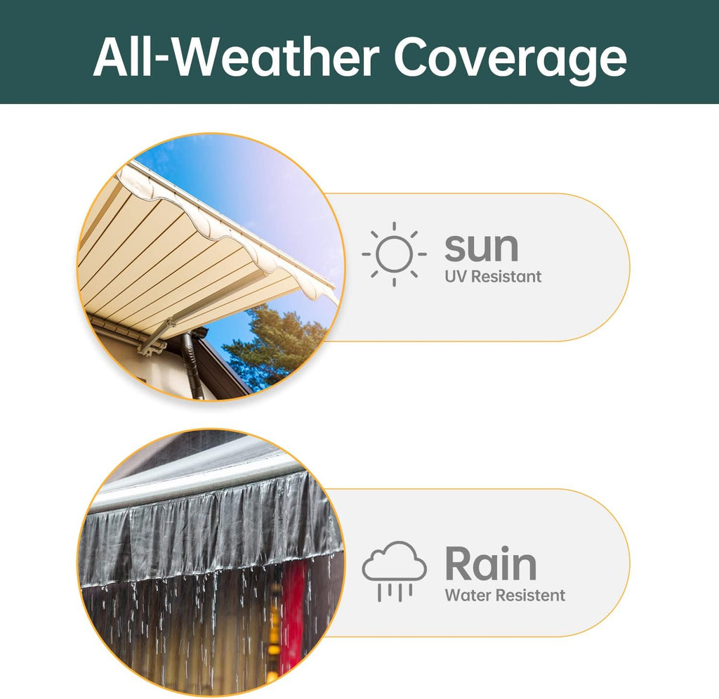 Retractable Patio Awning with Crank Handle, Tan (6.5’x8.2’) P138063