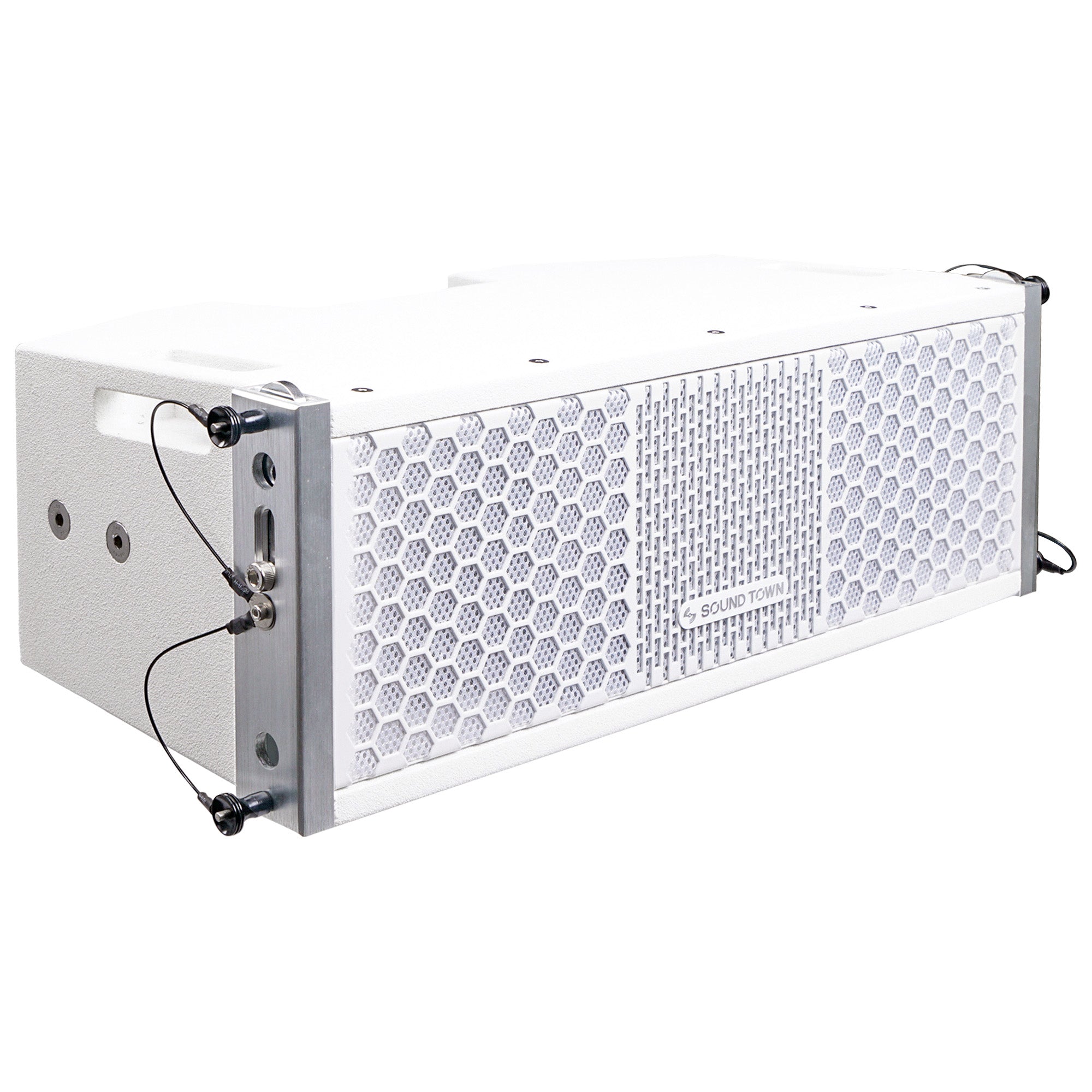 White 15-inch Powered Line Array Subwoofer with Four 2 X 5-inch Line Array Speakers J63070