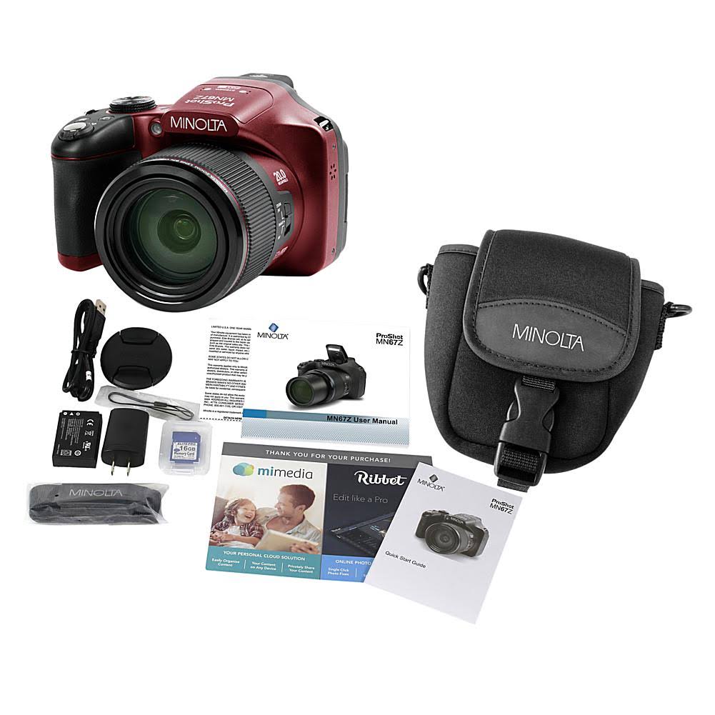 Red 20.0-Megapixel 1080p Full HD 67x Optical Zoom Wi-Fi Bridge Camera C55938