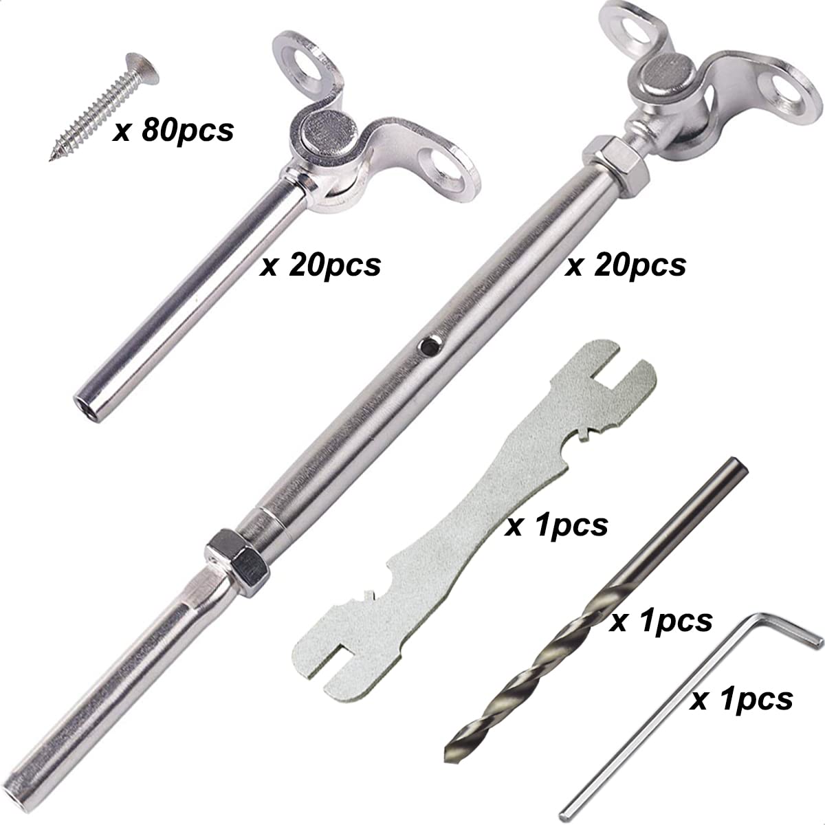20 Pairs Steel Cable Railing Kit for 3/16 Cable G426