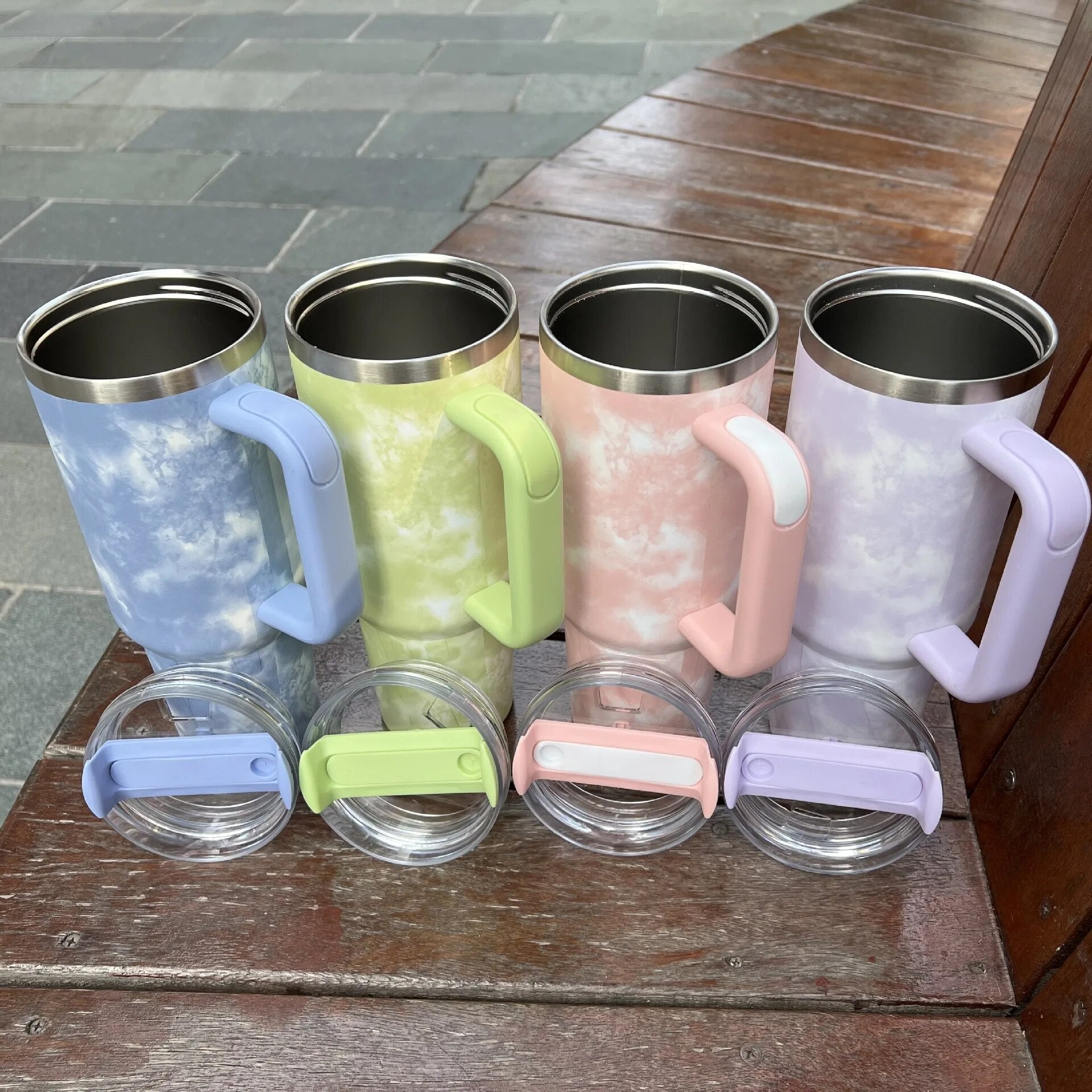 Purple 40 Oz Stainless Steel Thermal Tumbler with Handle G698