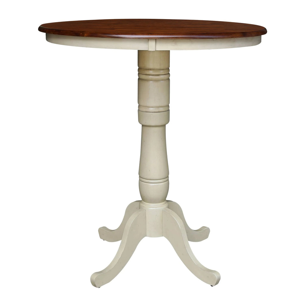 Antiqued Almond/Espresso Round Top Pedestal Table Z8726