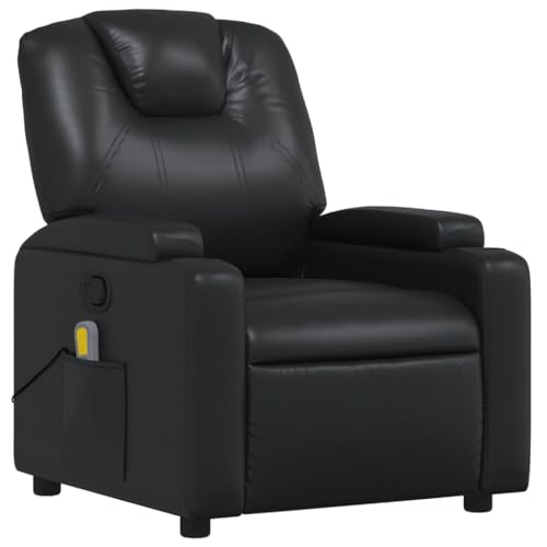 Black Faux Leather Massage Recliner Chair with 6Point Vibration A1502