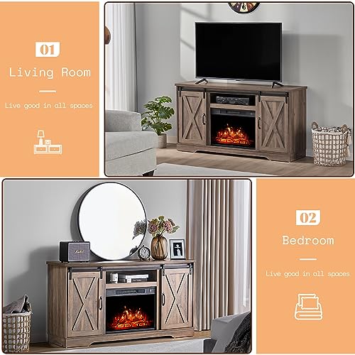 5-Piece Farmhouse Table Set with Fireplace TV Stand, Coffee Table, Two End Tables, Charging Station and USB Ports Z4646