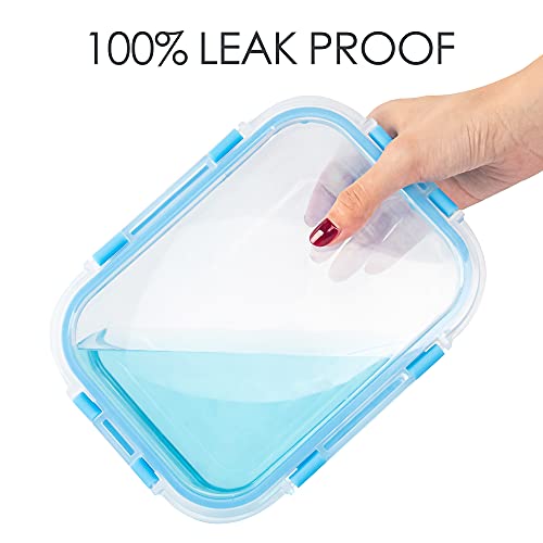 10 Pack Glass Food Storage Containers with Lids, Airtight, Leak Proof, Microwave & Freezer Safe (34oz & 12oz) M757