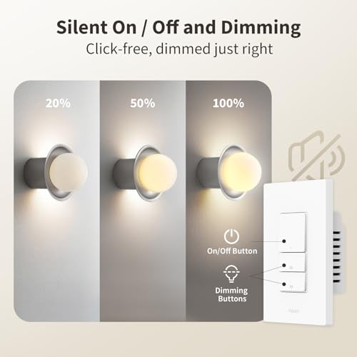 Smart Dimmer Switch, 2-in-1 Neutral, Thread/Zigbee Support, Silent On/Off Dimmer Light Switch V82956