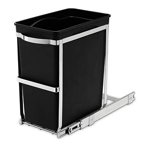 Chrome 35 Liter Dual Compartment Recycling Bin and Trash Can X13069
