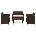 4 Piece Poly Rattan Outdoor Sectional Sofa Set with Coffee Table R578385