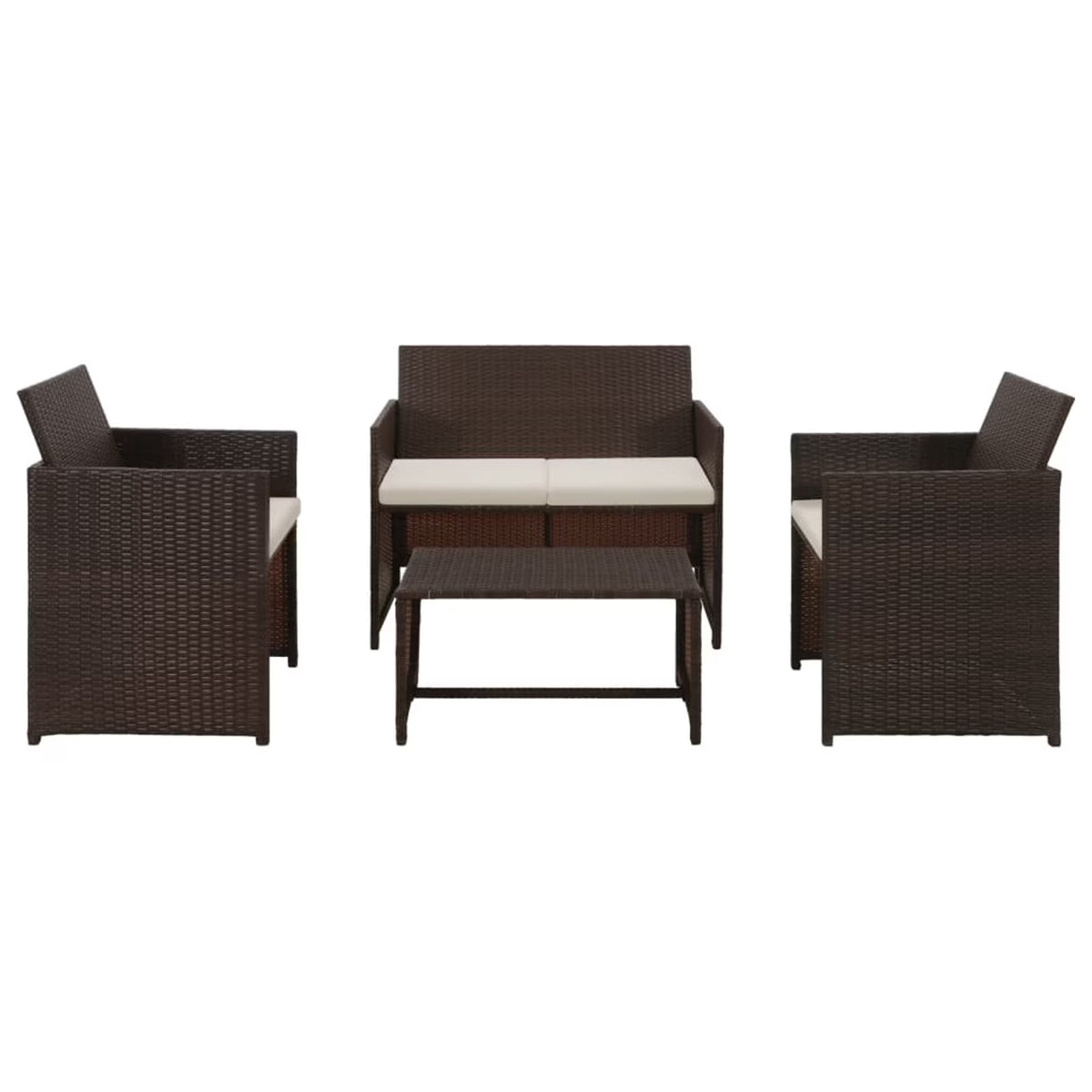 4 Piece Poly Rattan Outdoor Sectional Sofa Set with Coffee Table R578385