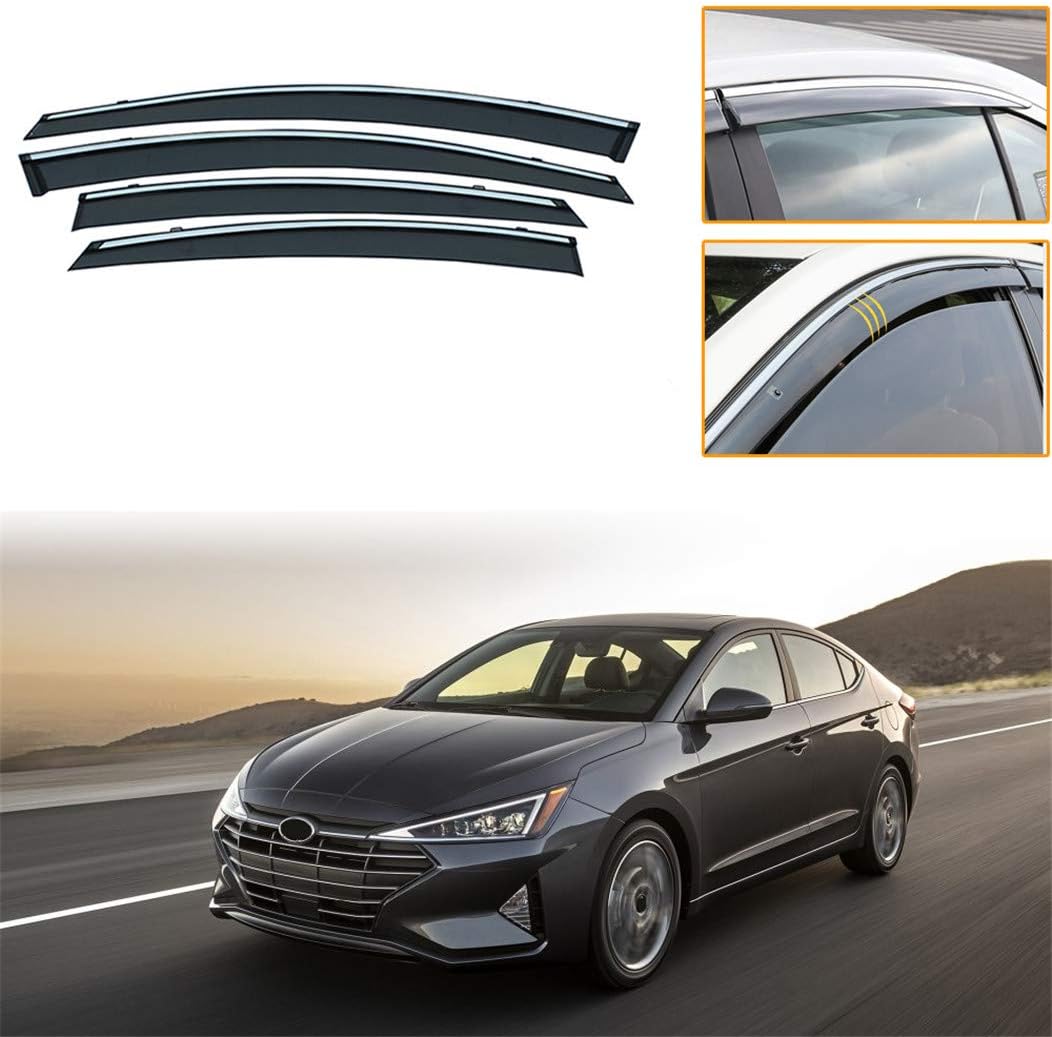4Pcs Smoke Car Window Visors Rain Guard Tape-On Mount P614