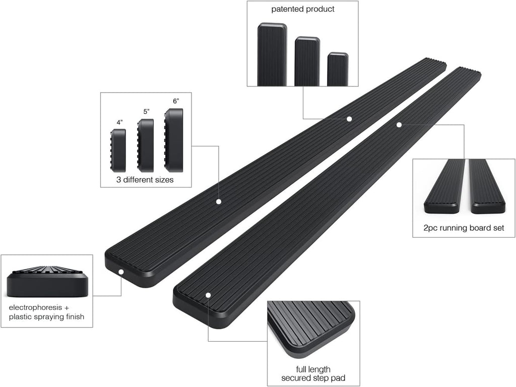6in Black Running Boards P538