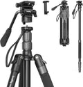 71 Video Tripod Monopod with Fluid Head, Aluminum Camera Tripod, Adjustable Height from 16.5 to 71 O10507