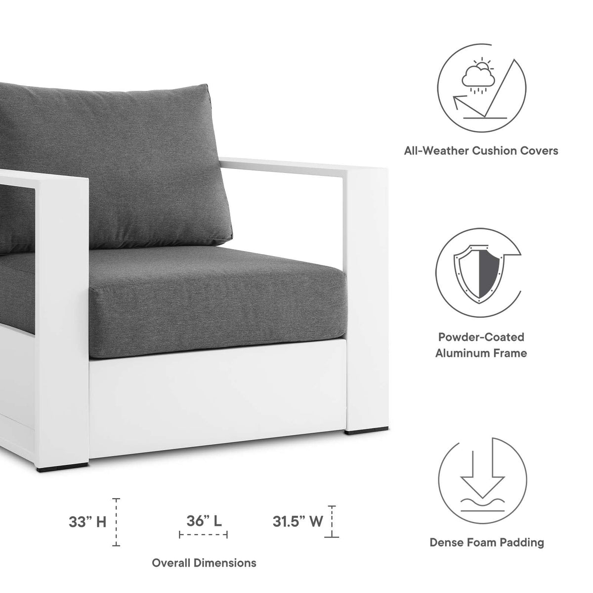 White Powder-Coated Aluminum Armchair Q4545