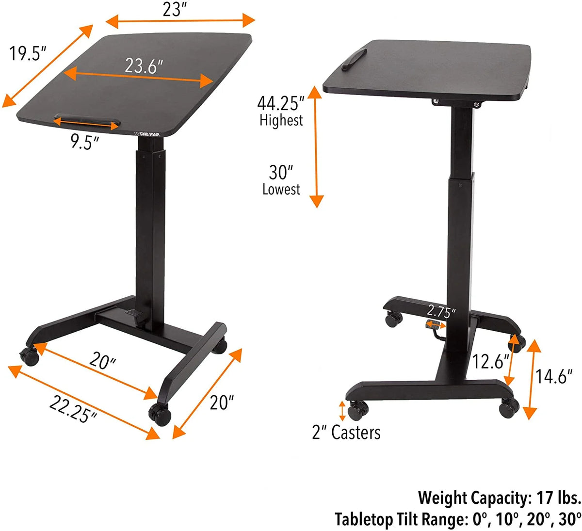 Black Mobile Podium with Pneumatic Height Adjustments K458544
