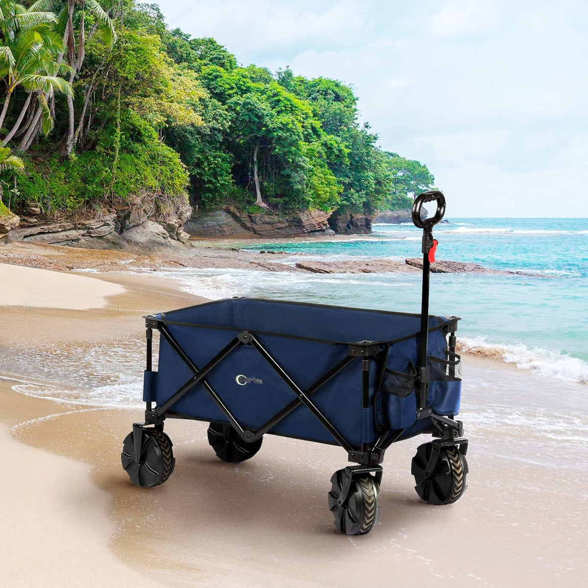 Folding Collapsible Wagon Utility Cart with 8 Wheels, Black G95814