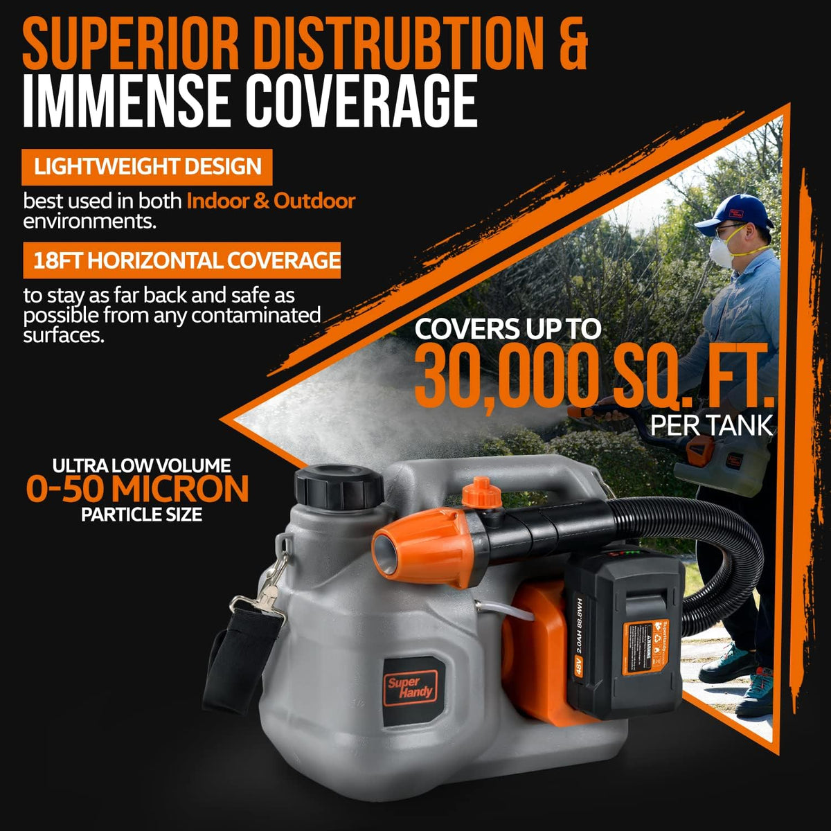 1.3Gal 5L 48V Battery Electrostatic/ULV Fogger Sprayer V3816