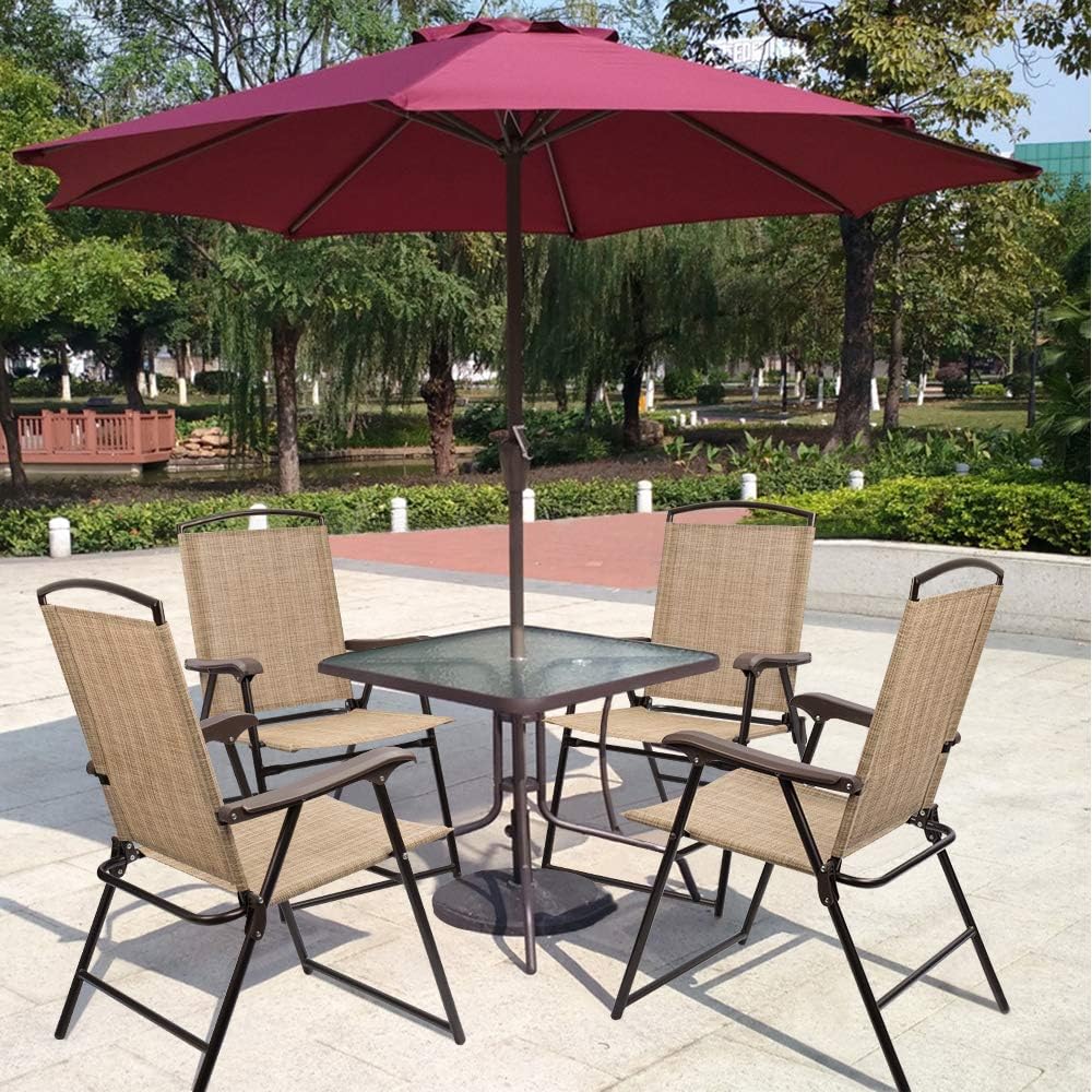 Beige Sling Back Folding Chair Set of 2 N20231