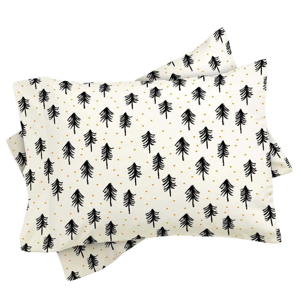 Twin Winter Pines Duvet Cover Set Black/White Z3358