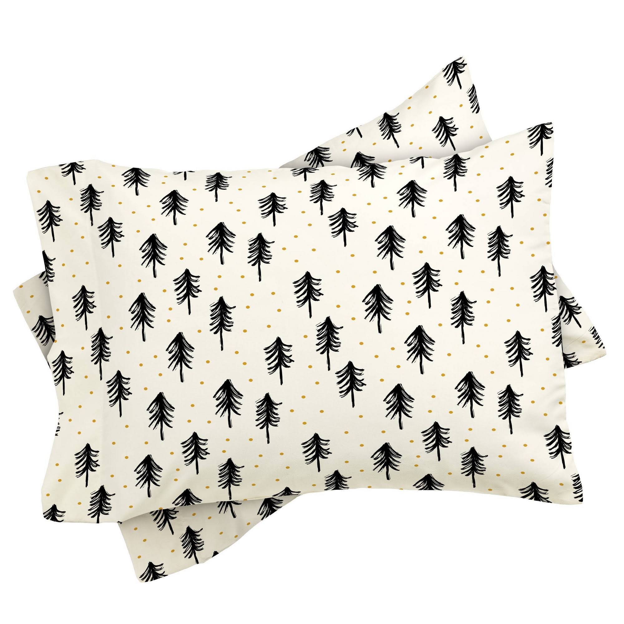 Twin Winter Pines Duvet Cover Set Black/White Z3358