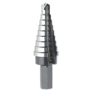 #2 Unibit Self-Starting Stairstep Bit, 6-Step, 3/16 to 1/2 Dia, 3/8 Depth U1264