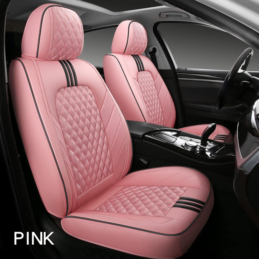 Pink Synthetic Leather 5-Seater Full Set Car Seat Covers K290710