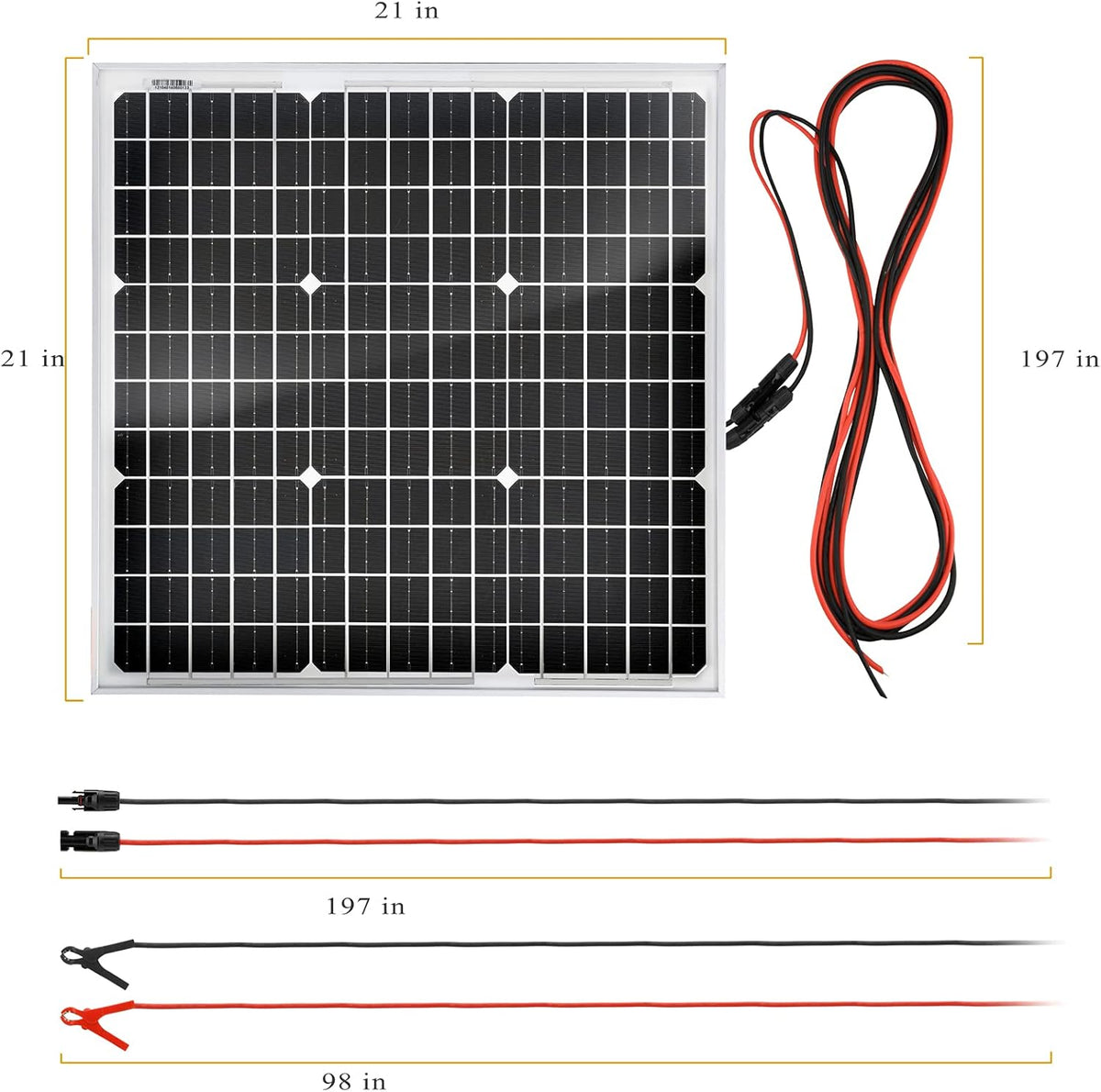 50 Watt 12 Volt Monocrystalline Solar Panel Kit with 30A PWM Charge Controller H542433