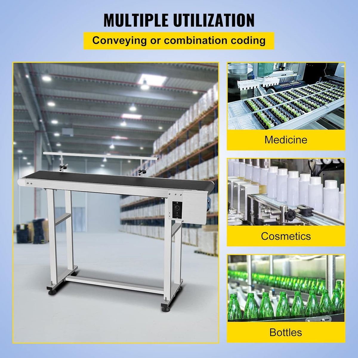 59 x 7.8 inch Stainless Steel Motorized Belt Conveyor D645572