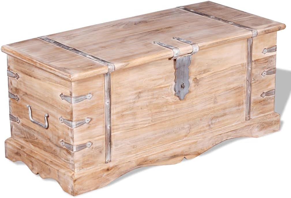 Rustic Brown Acacia Wood Storage Chest Set of 2 N5116