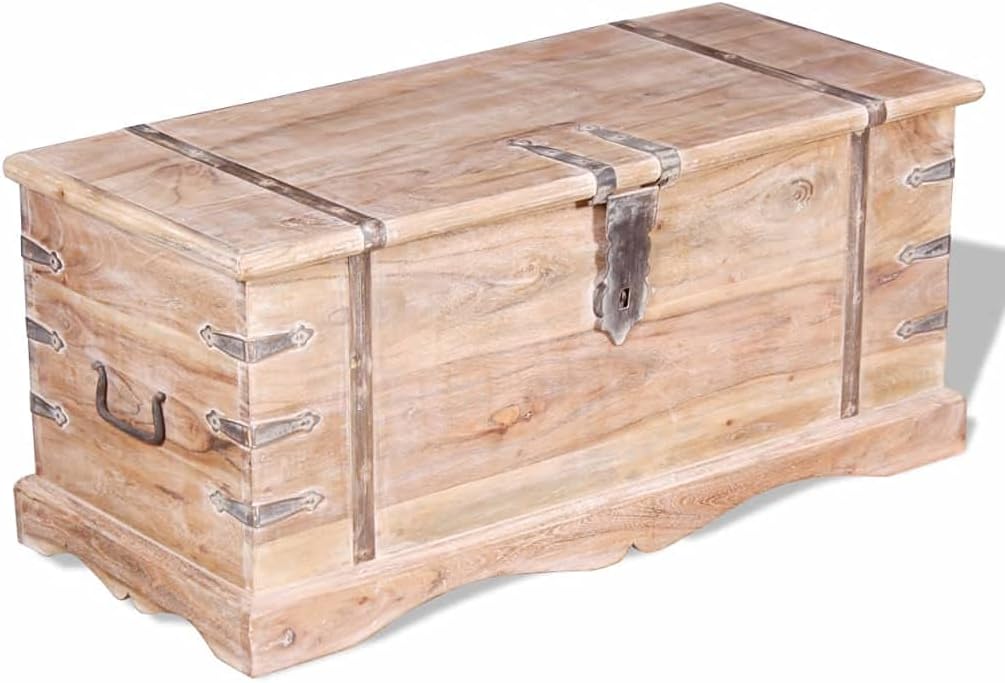 Rustic Brown Acacia Wood Storage Chest Set of 2 N5116