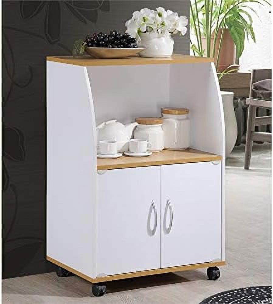 White Microwave Kitchen Cart C346495