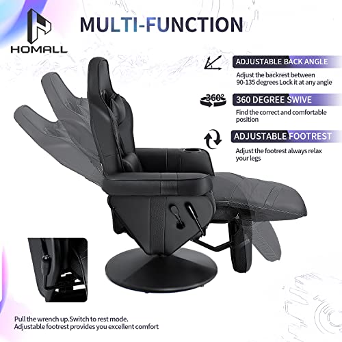 White PU Leather Gaming Recliner Chair with Footrest Headrest and Lumbar Support P67342