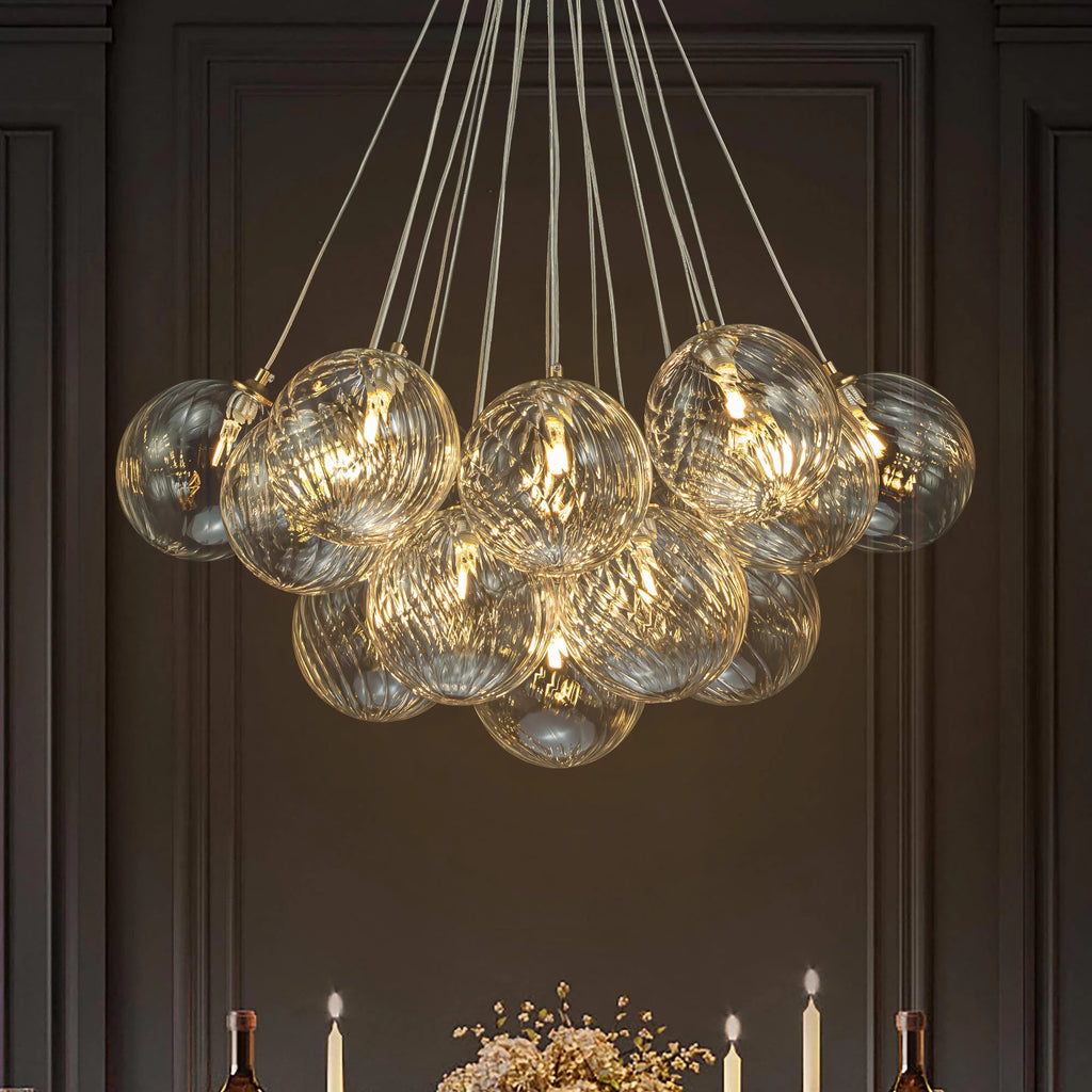 Ribbed Glass Bubble Chandelier G943