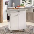White Kitchen Cart with Granite Top D886000