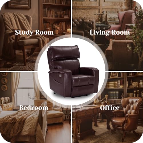 Leather Power Lift Recliner Chair with Heat & Massage E7633