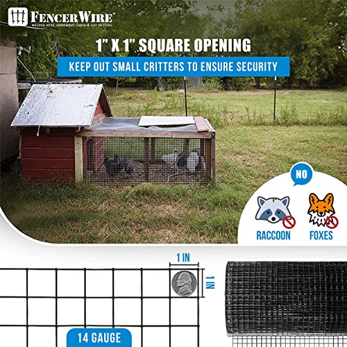 Black Vinyl Coated Welded Wire Mesh, 1 Inch x 1 Inch Grid (48 Inch x 50 ft.) I775
