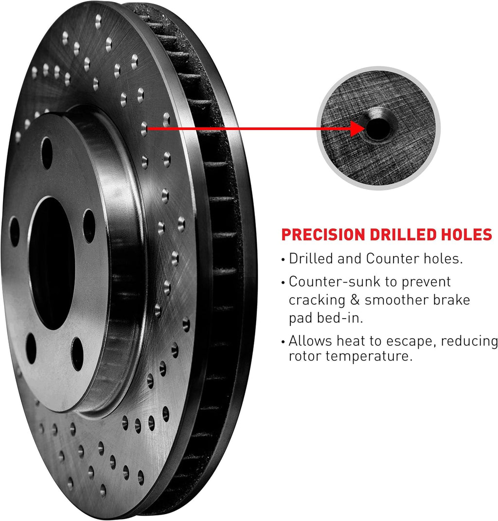 Black Drilled Brake Rotors Kit E3634