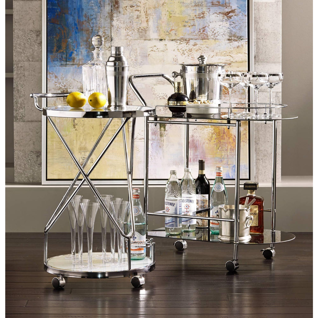 Black Glass Rolling Serving Cart V4193