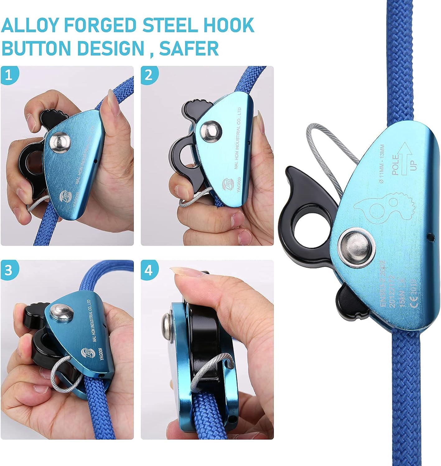 Blue Adjustable Tree Lanyard with Double Lock Carabiner, Pack of 2 X730186