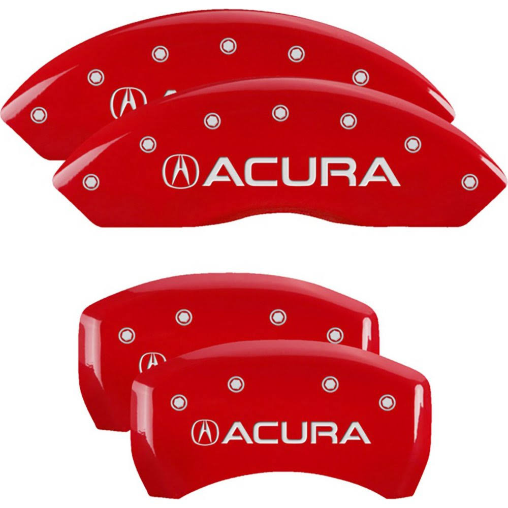 4 Caliper Covers Engraved Front & Rear Red Finish Silver Char Q476811