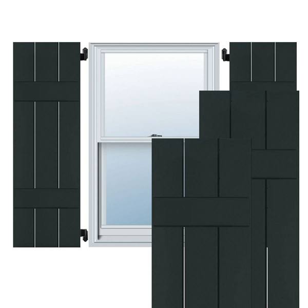 2-Pack 12-in W x 60-in H Black Forest Green Board and Batten Wood Exterior Shutters F3993